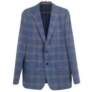 Tommy Hilfiger Blue and Brown Checkered Blazer 42L Sports coat